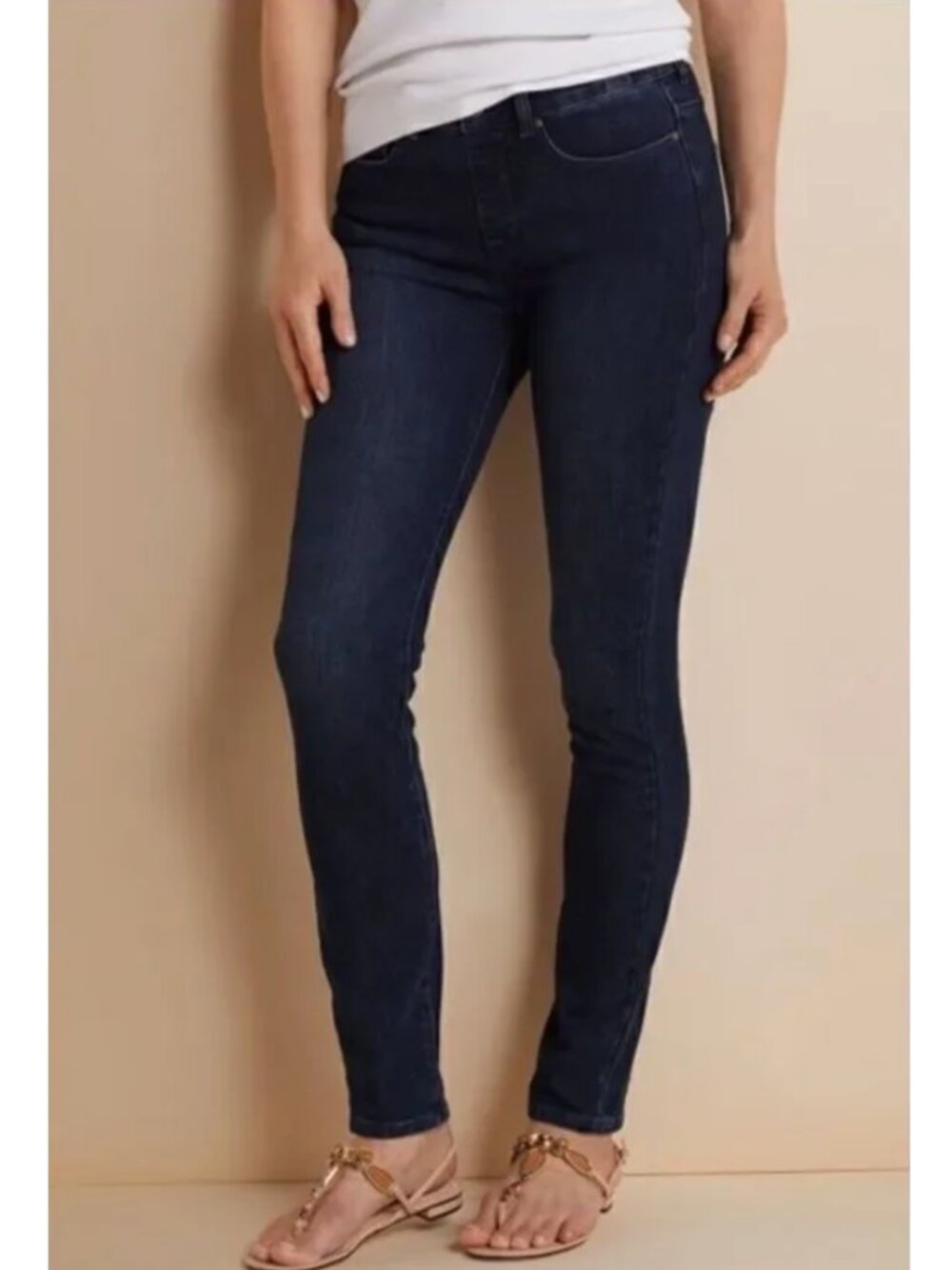 SOFT SURROUNDINGS 5 Pocket Pull on Leggings Dark Wash Jegging / Skinny PETITE XS